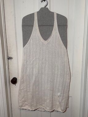 American Eagle Halter Crochet Mini Dress in Cream (XL)